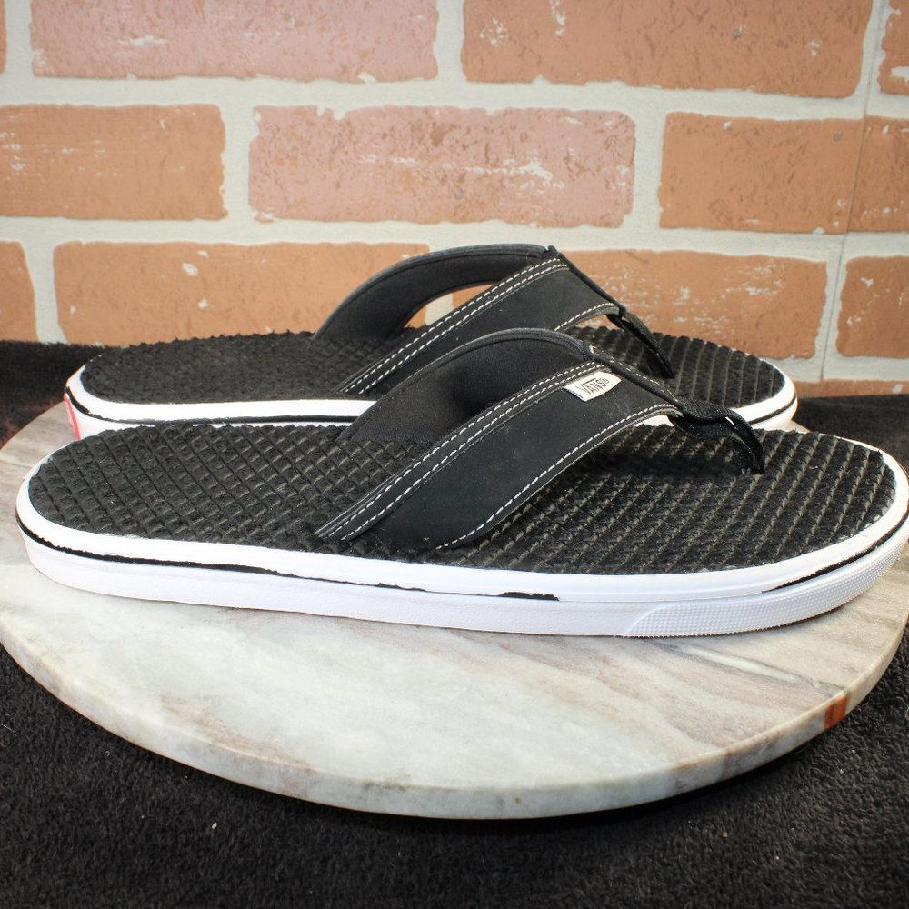 Vans Black and White Flip-Flops